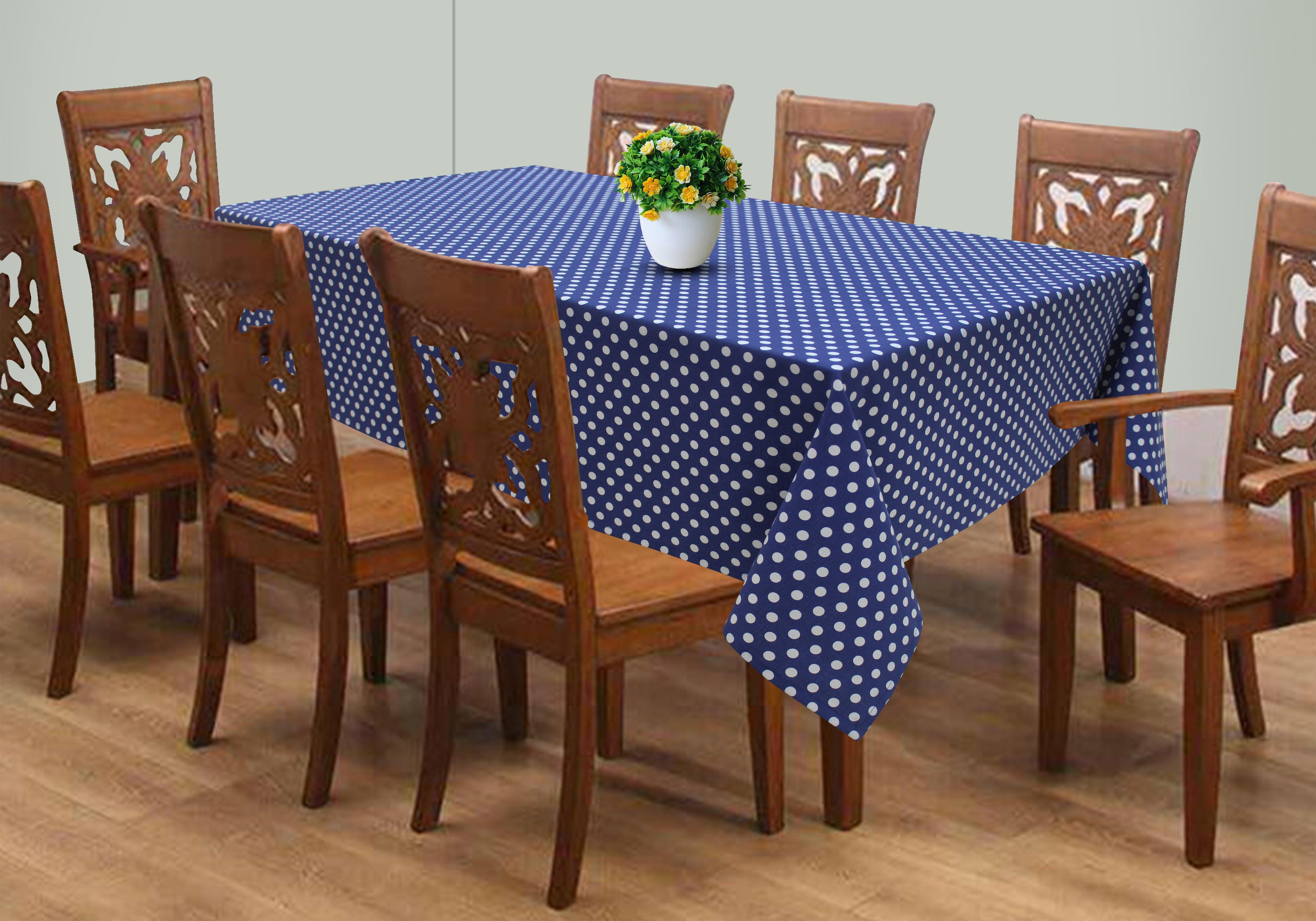 Cotton Blue Polka Dot 8 Seater Table Cloths