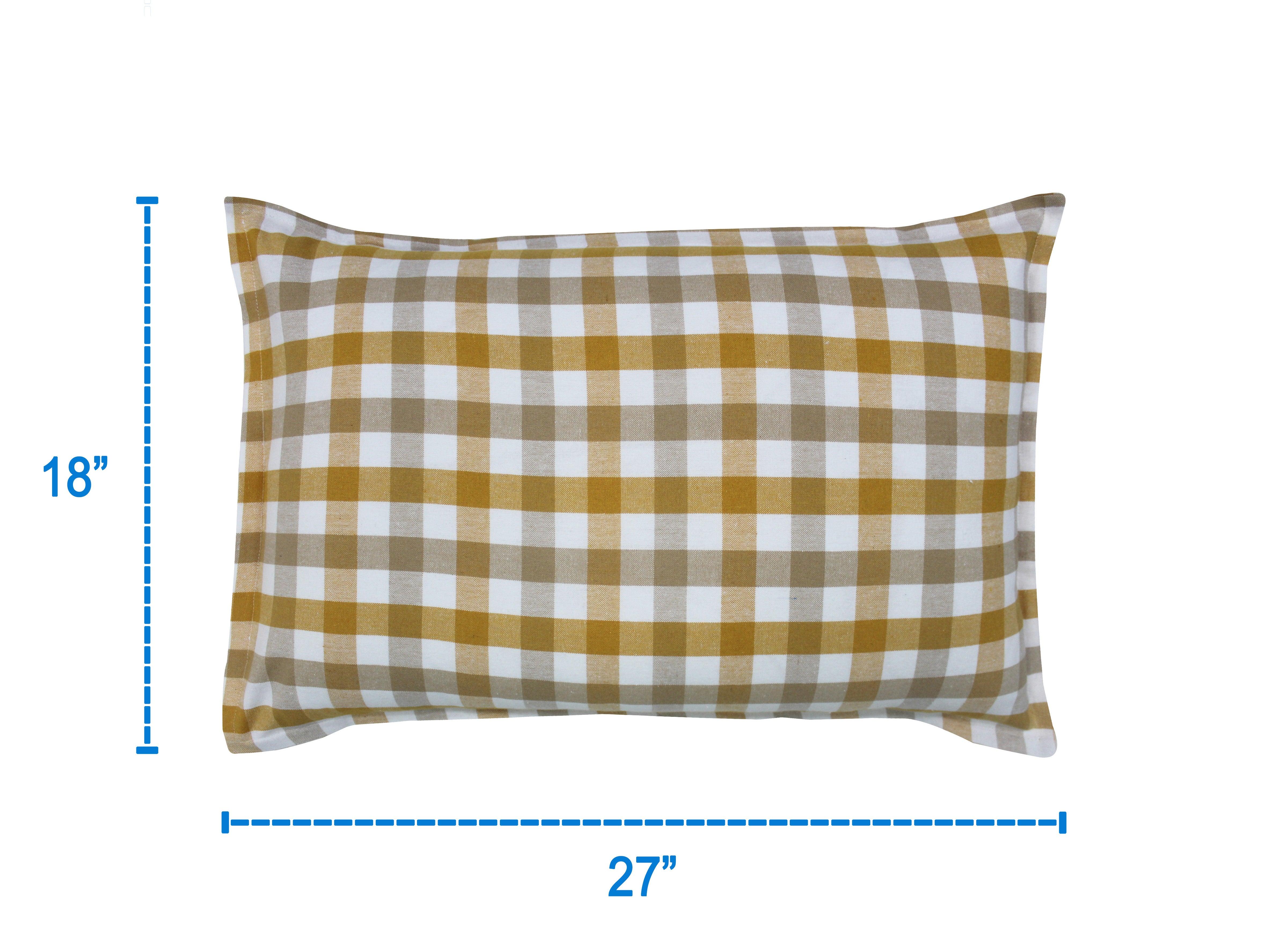 Cotton Lanfranki Yellow Check Pillow Covers Pack Of 2