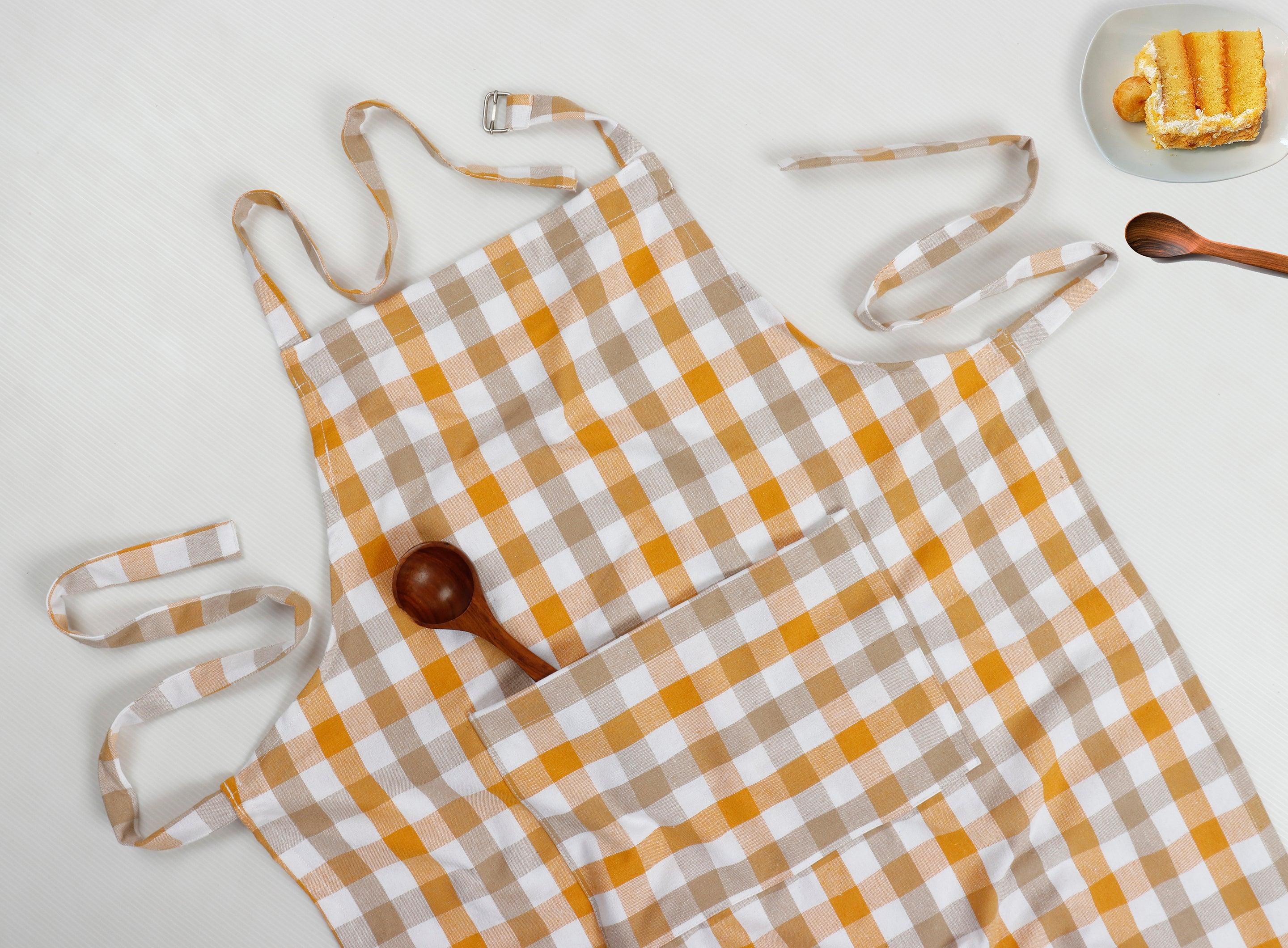 Cotton Lanfranki Yellow Check Free Size Apron