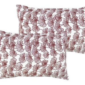 Cotton Single Leaf Maroon Pillow Covers Pack Of 2 freeshipping - Airwill