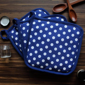Cotton Blue Polka Dot Pot Holders Pack Of 3 freeshipping - Airwill