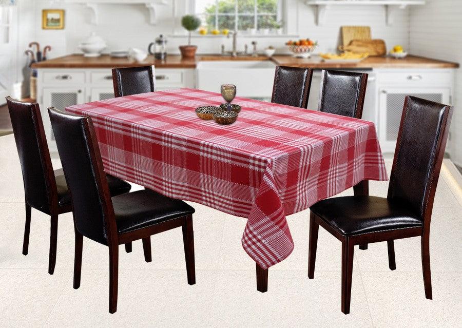Cotton Track Dobby Red 6 Seater Table Cloths