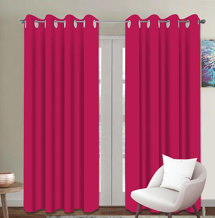 Cotton Solid Rose 9ft Long Door Curtains Pack Of 2