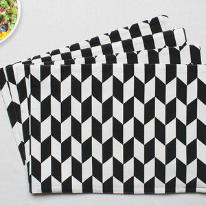 Cotton Classic Diamond Black Table Placemats Pack Of 4 freeshipping - Airwill