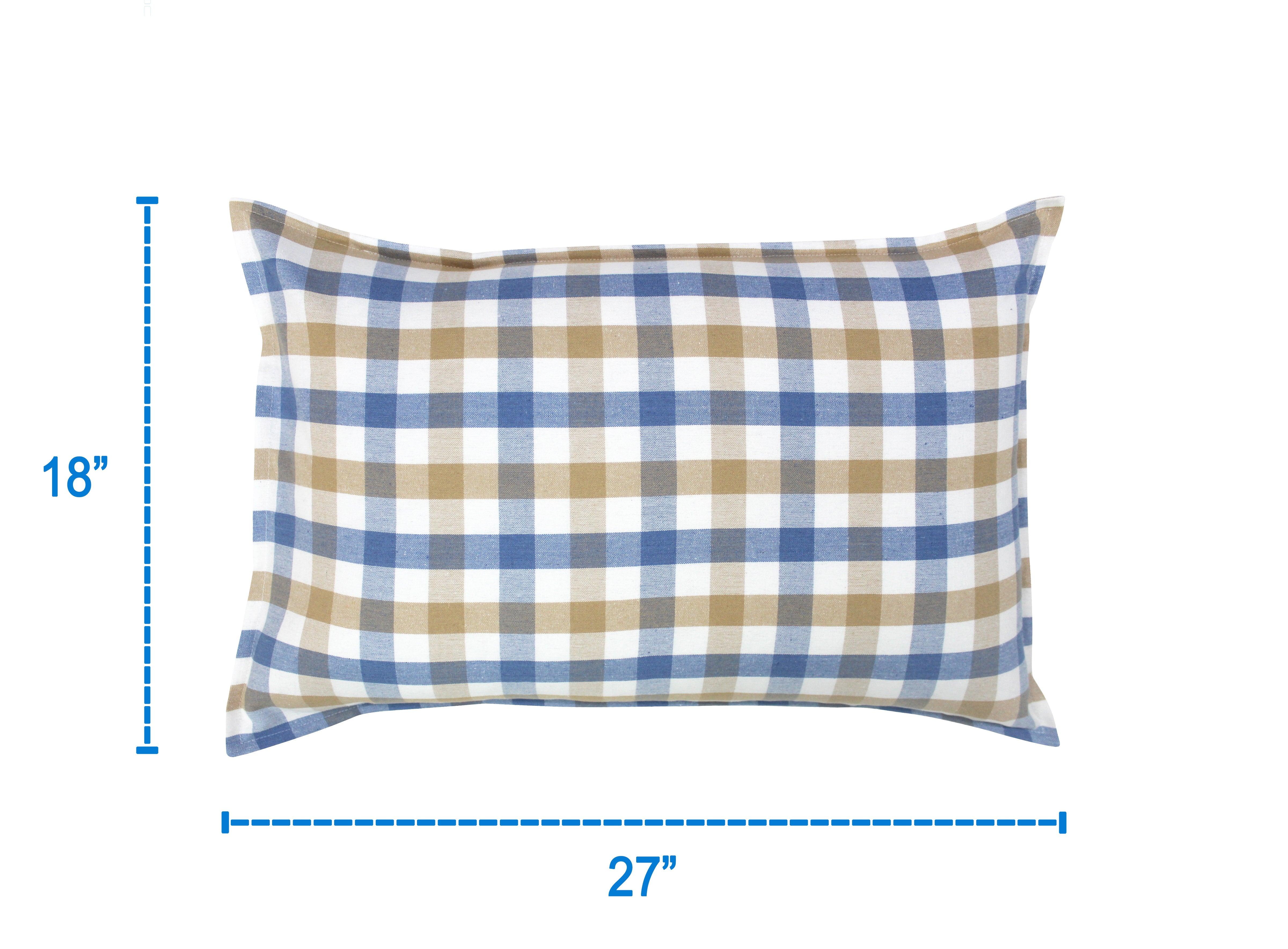 Cotton Lanfranki Blue Check Pillow Covers Pack Of 2