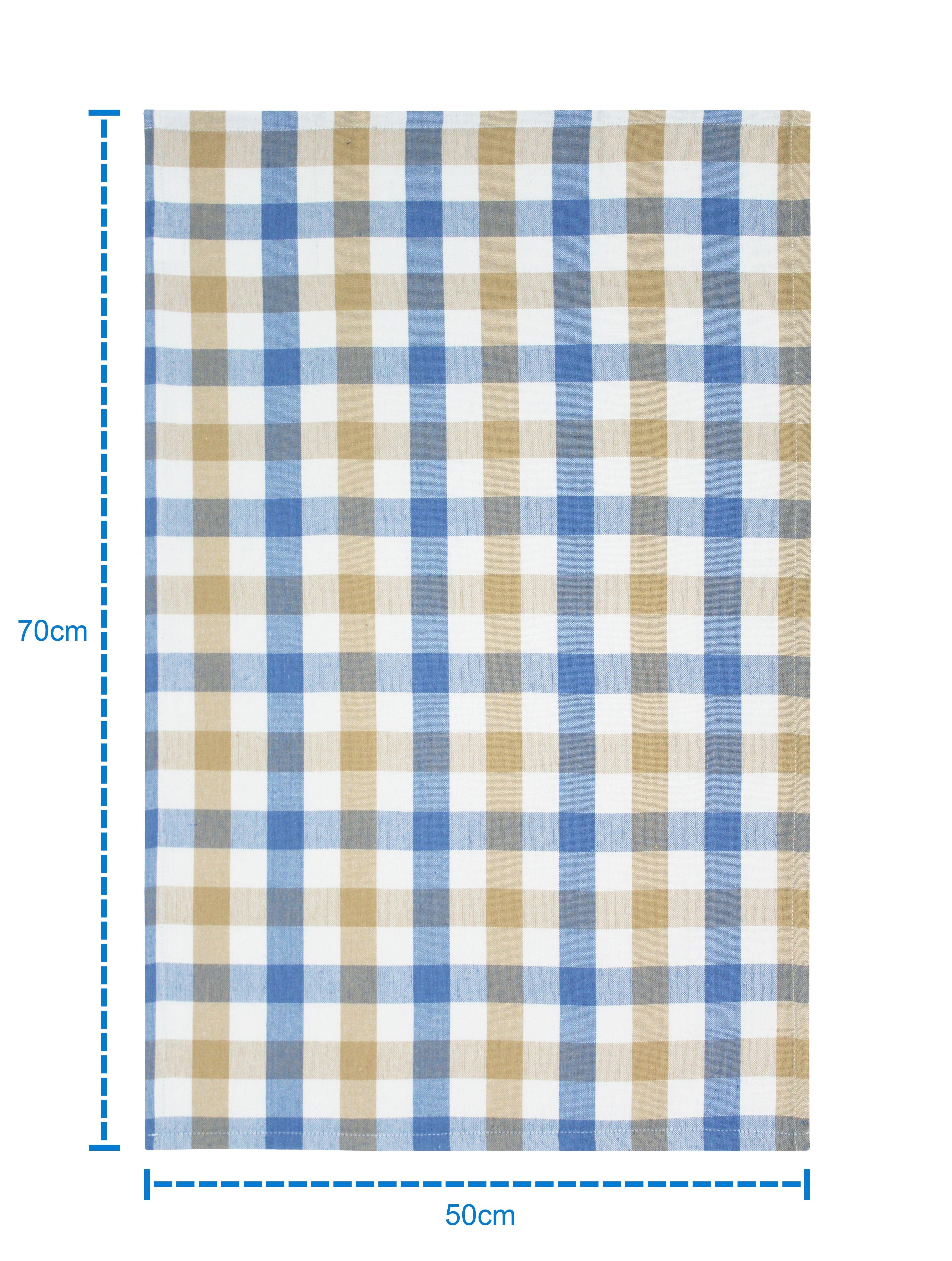 Cotton Lanfranki Yellow and Blue Check Kitchen Towels Pack Of 4