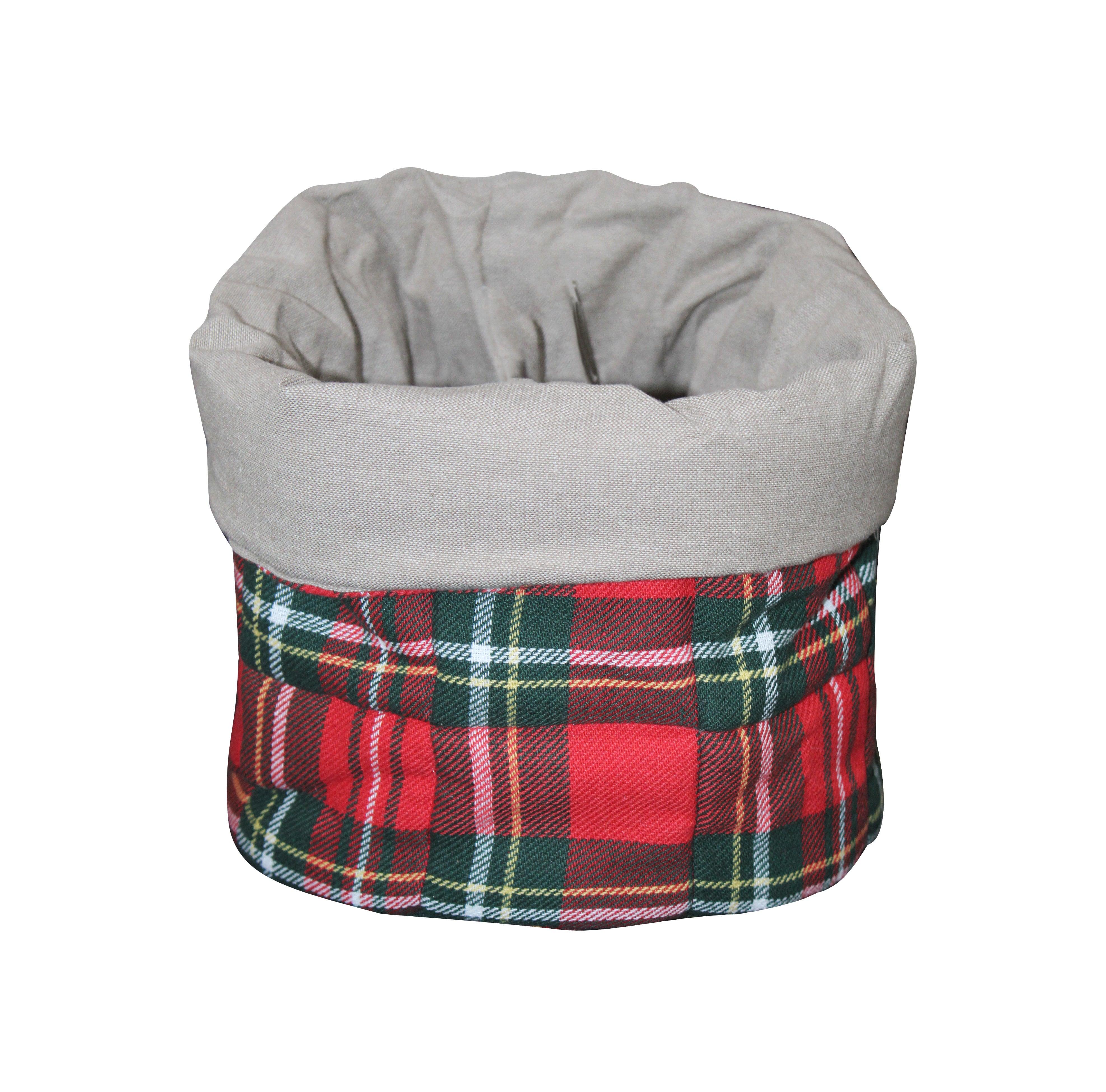 Cotton Red Green Check Fruit Basket