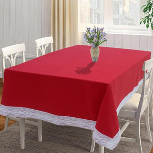 Cotton Plain Red With Lace Border 4 Seater Table Cloths Pack Of 1 freeshipping - Airwill