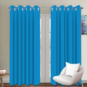 Cotton Solid Turquoise Blue 9ft Long Door Curtains Pack Of 2 freeshipping - Airwill