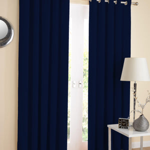 Cotton Solid Blue Long 9ft Door Curtains Pack Of 2 freeshipping - Airwill