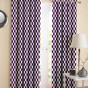 Cotton Classic Diamond Purple 7ft Door Curtains Pack Of 2 freeshipping - Airwill