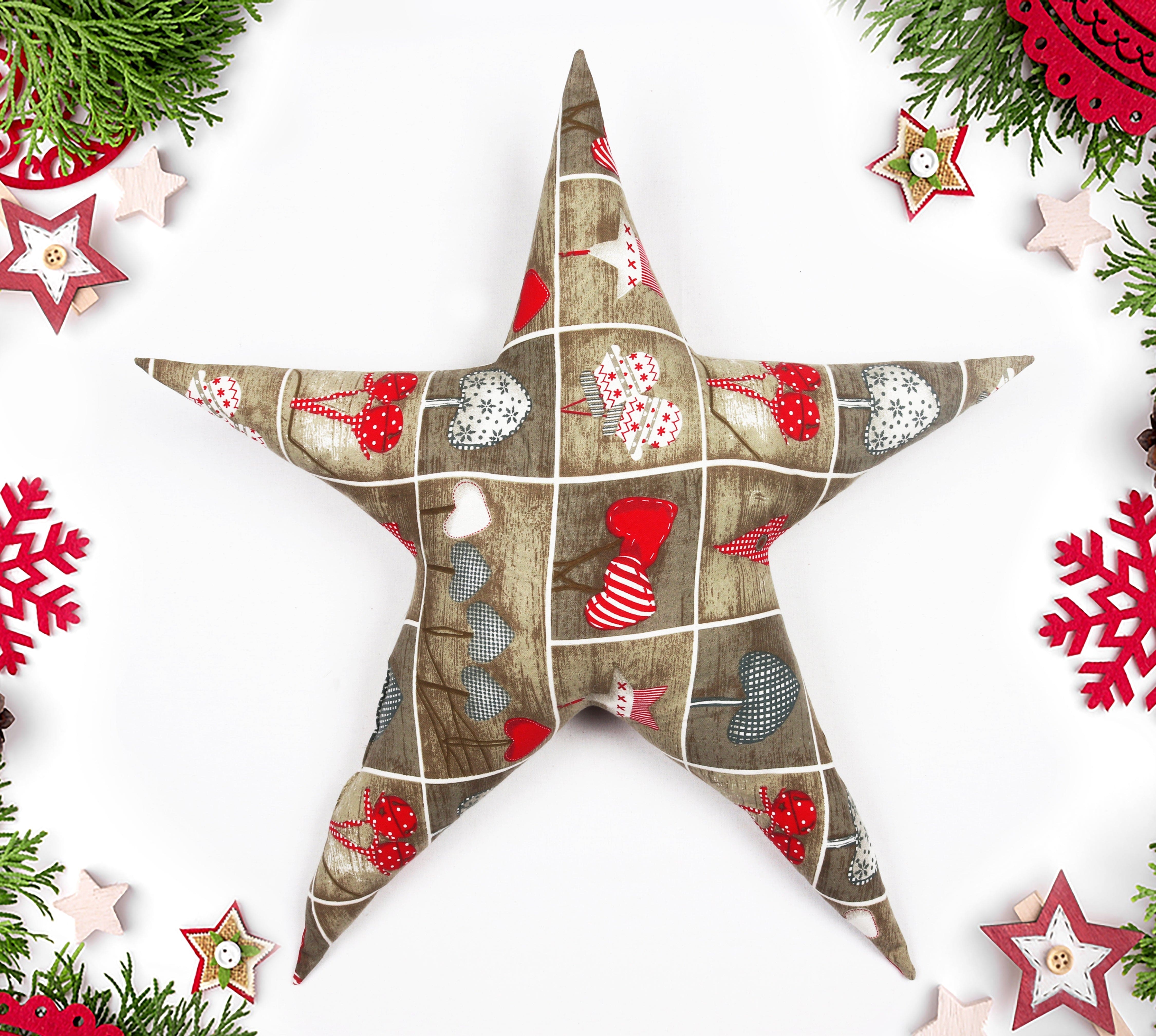 Cotton Christmas Heart Designed, Bell / Candy / Star / Tree Shaped Cushion with Recron Filled