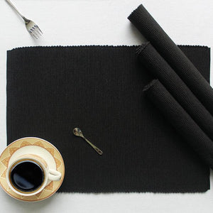 Cotton Solid Black Table Placemats Pack Of 4 freeshipping - Airwill