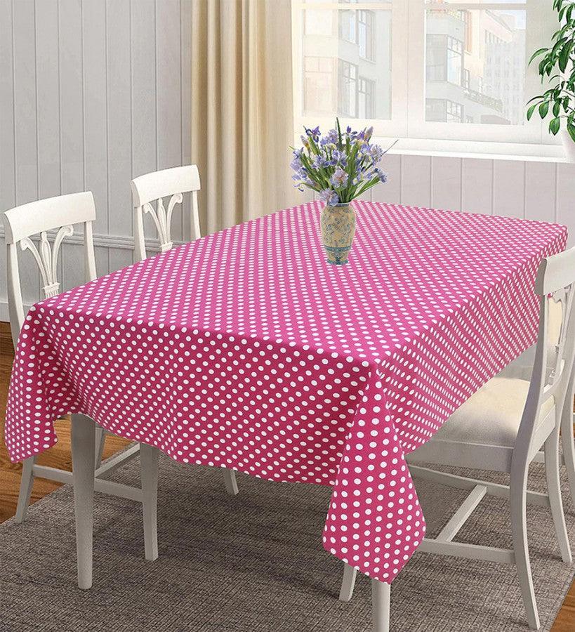 Cotton Polka Dot Pink 4 Seater Table Cloths