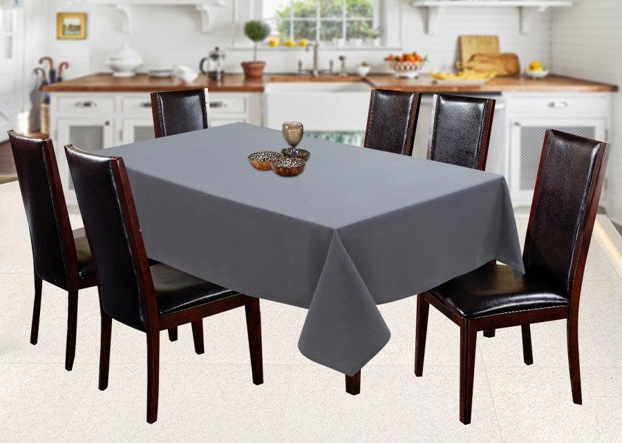 Cotton Solid Steel Light Grey 6 Seater Table Cloths