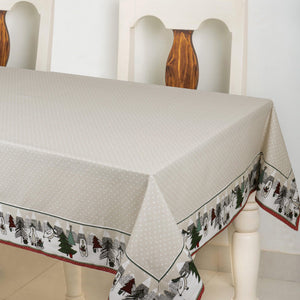 Cotton Beige Small Dot with Xmas Border 6 Seater Table Cloths Pack of 1 freeshipping - Airwill