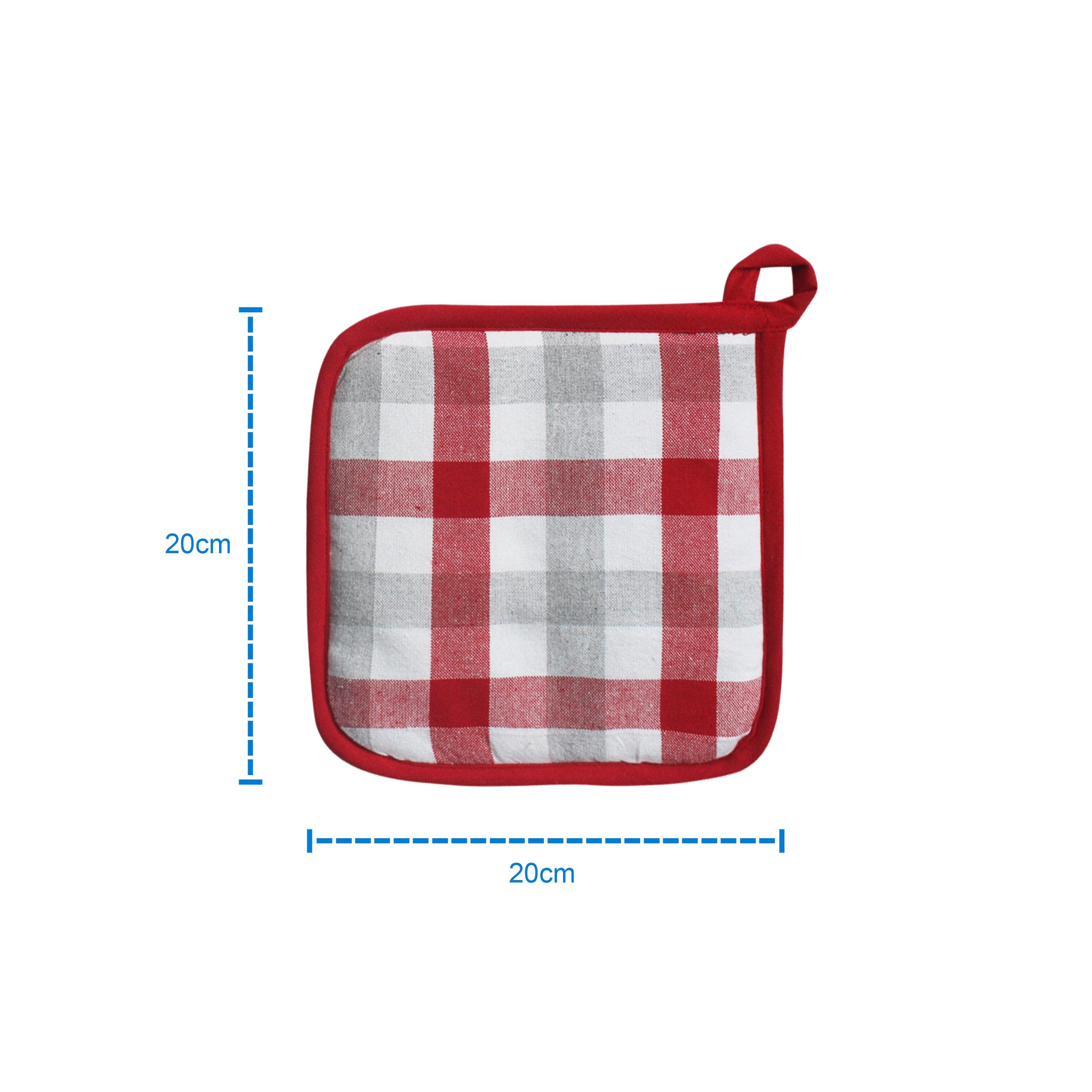 Cotton Lanfranki Red Check Pot Holders Pack Of 3