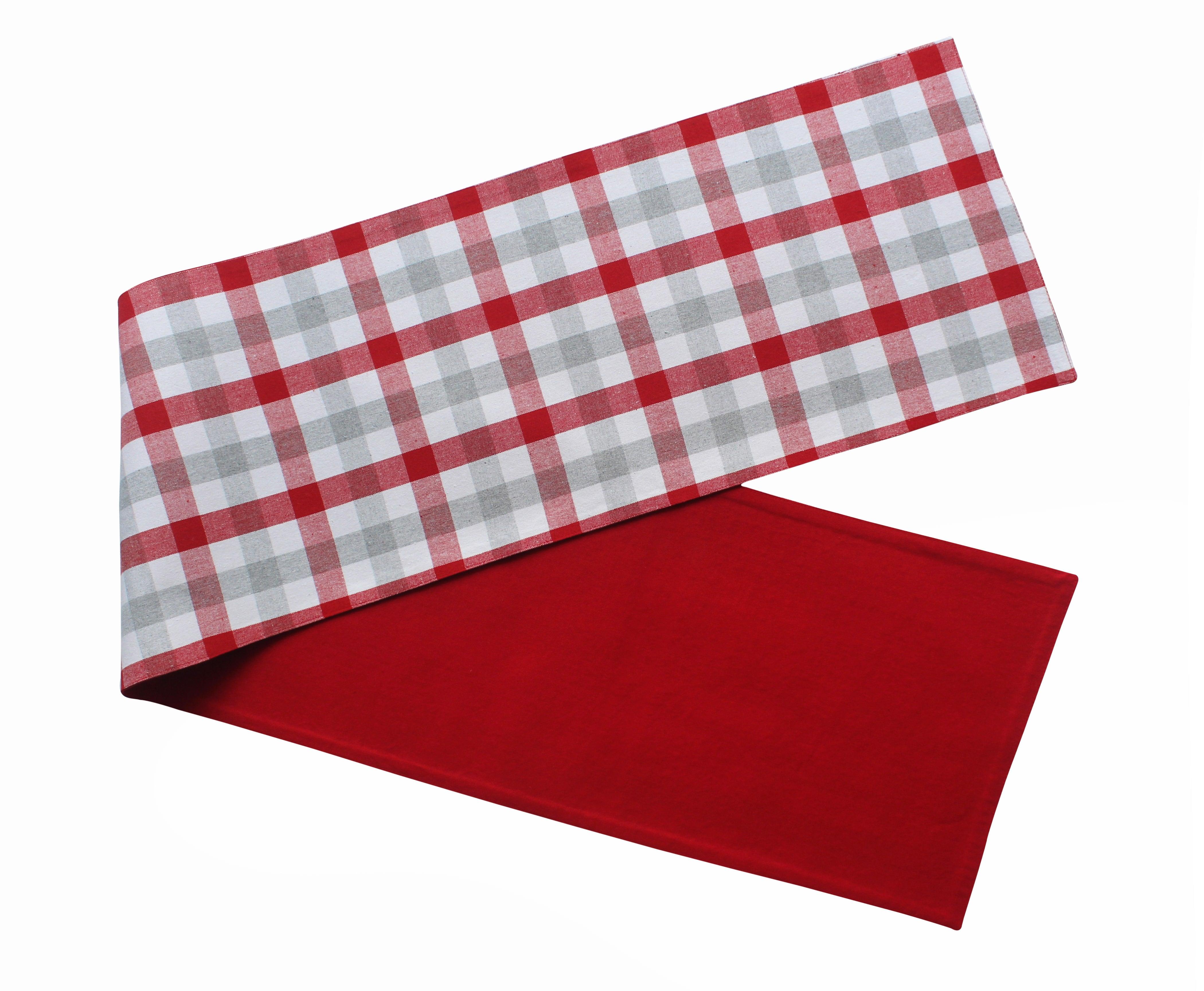 Cotton Lanfranki Red Check Table Runner