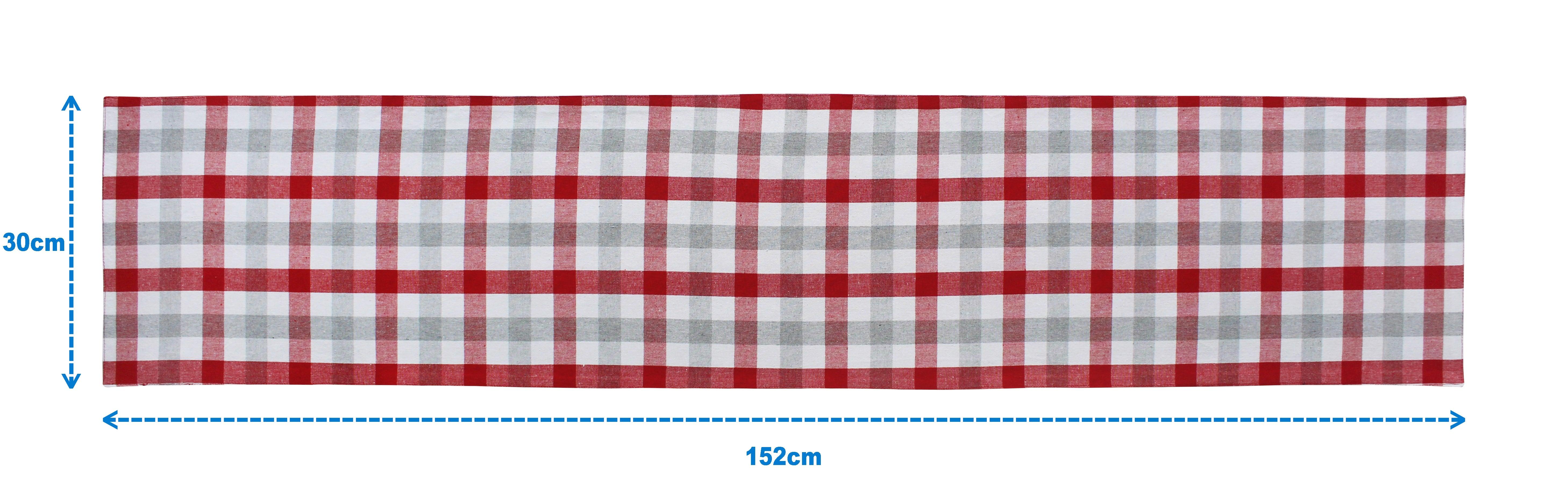 Cotton Lanfranki Red Check Table Runner