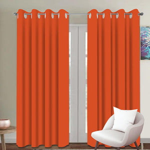 Cotton Solid Orange 9ft Long Door Curtains Pack Of 2 freeshipping - Airwill
