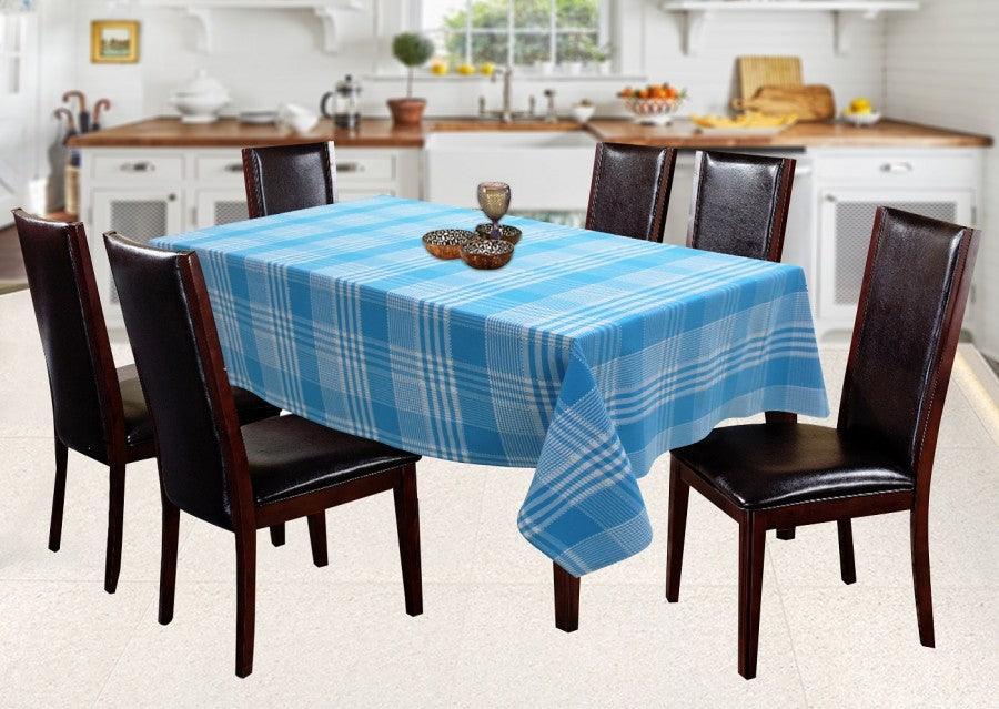 Cotton Track Dobby Blue 6 Seater Table Cloths