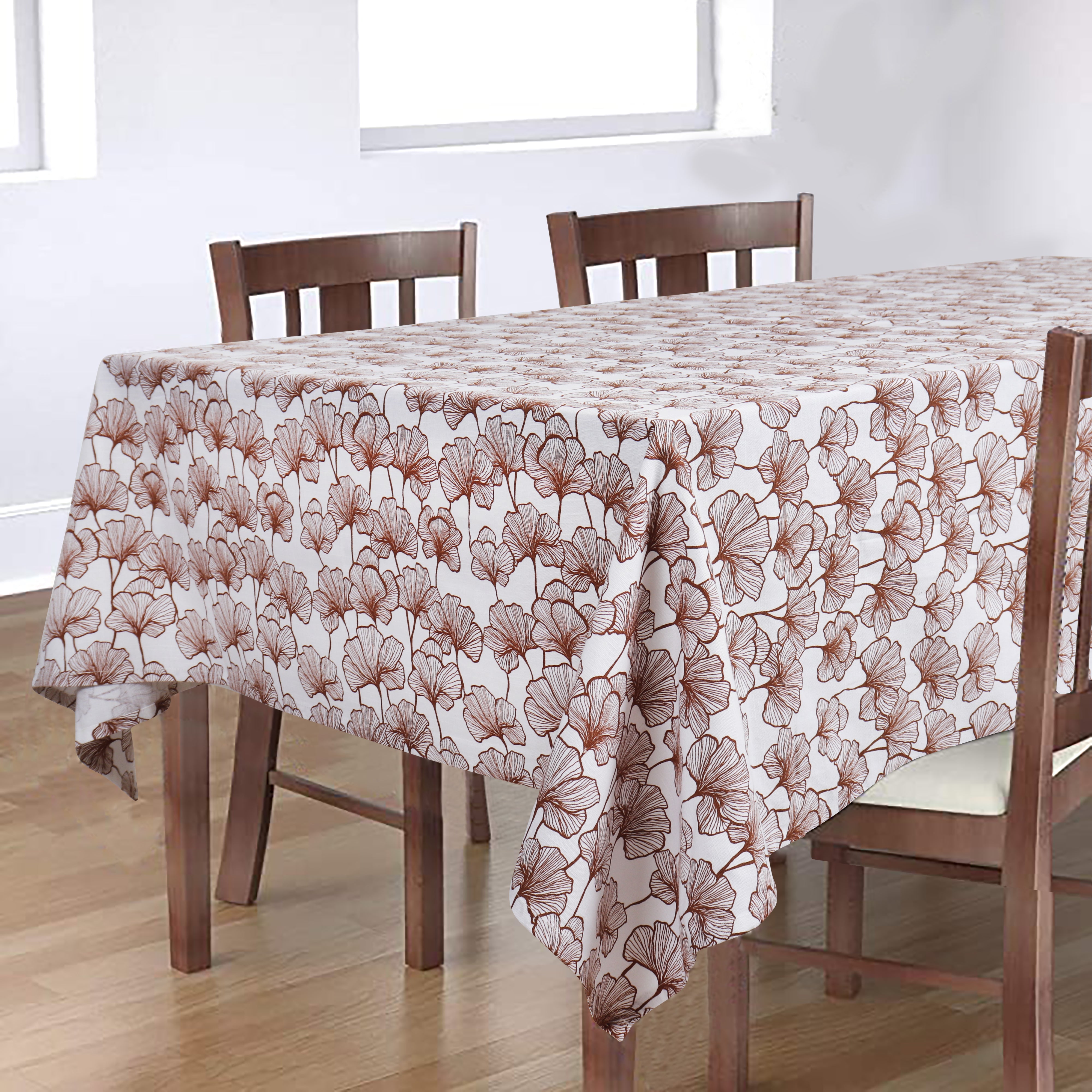 Cotton Single Leaf Brown 8 Seater Table Cloths