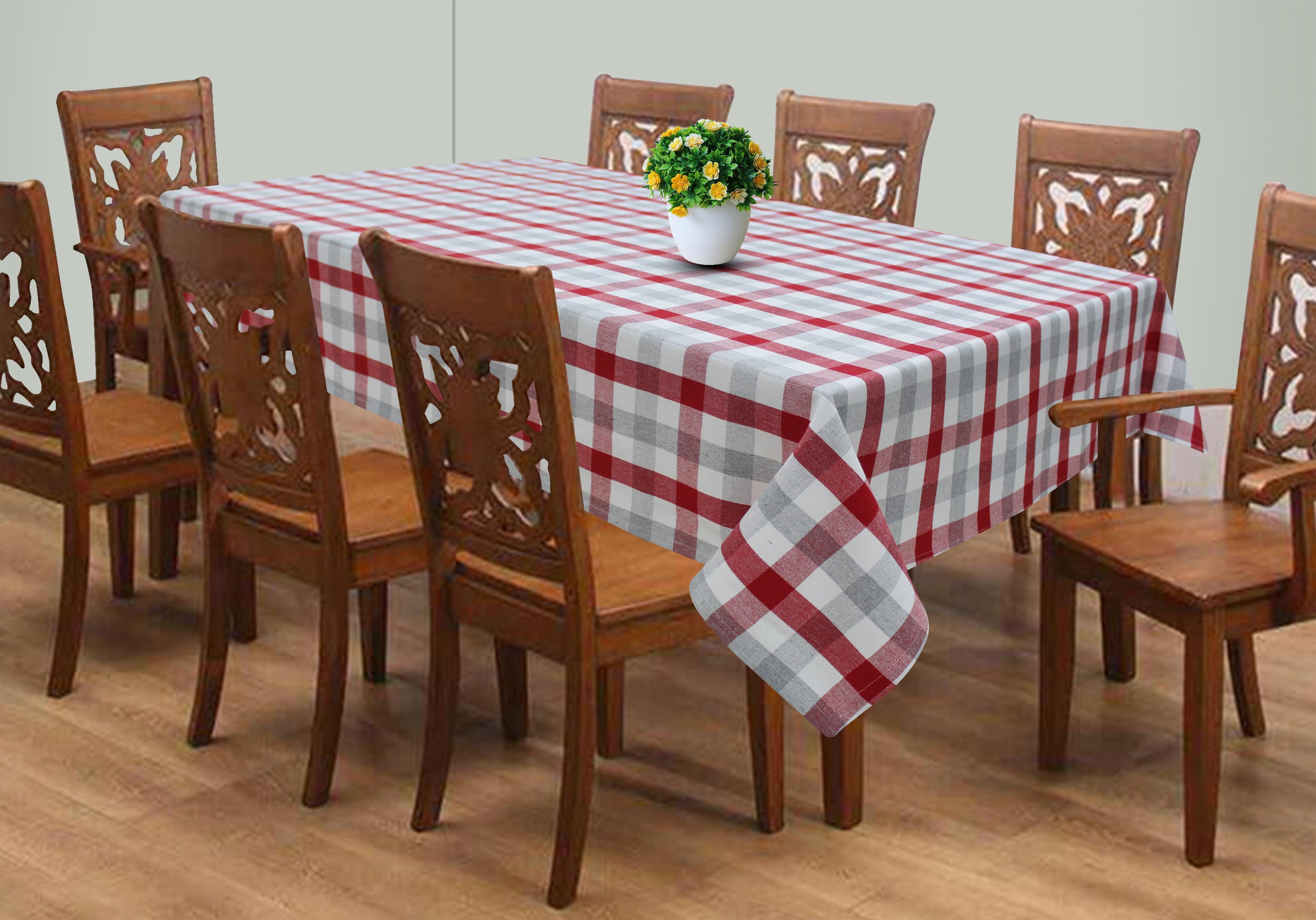 Cotton Lanfranki Red Check 8 Seater Table Cloths