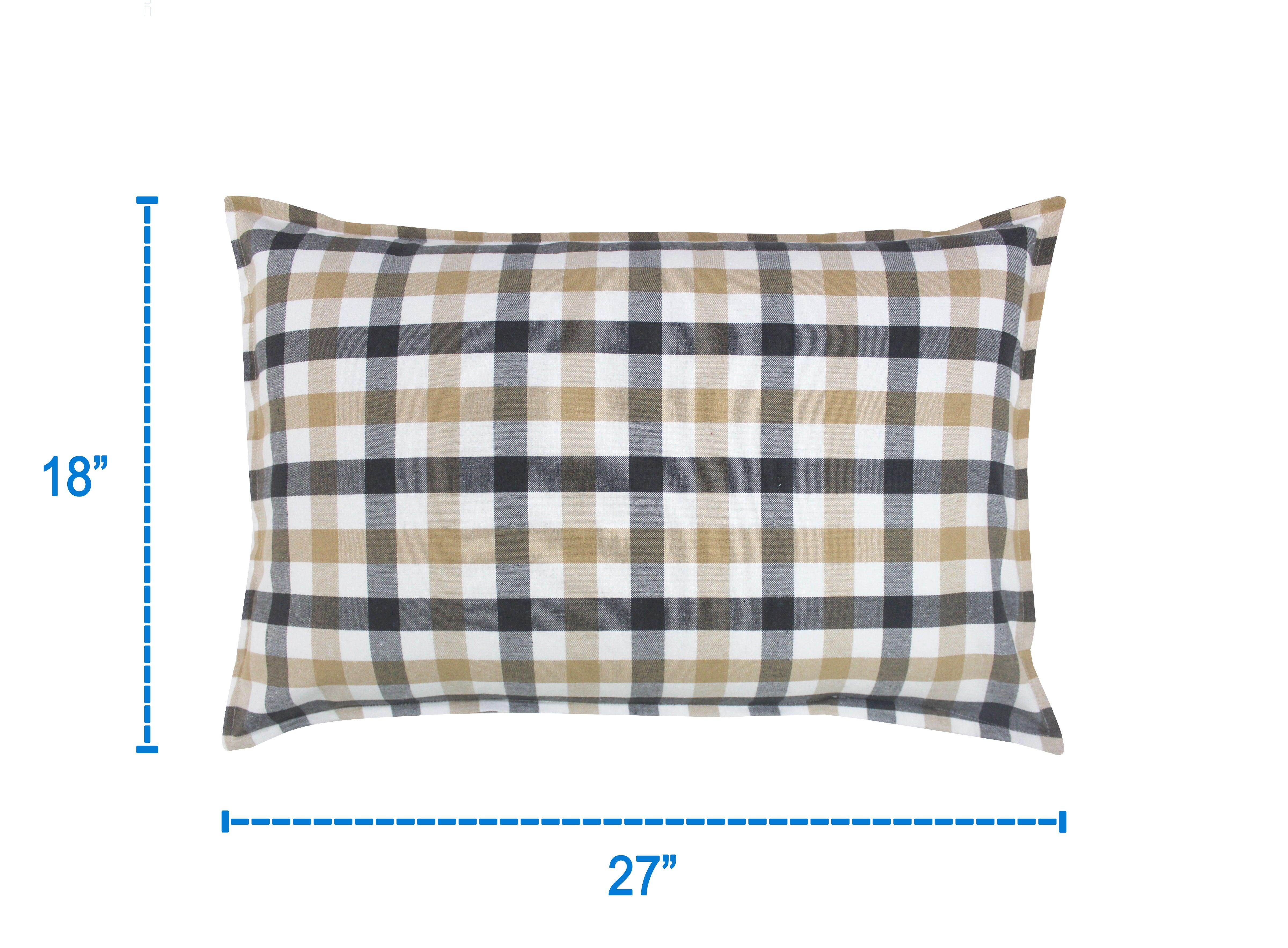 Cotton Lanfranki Grey Check Pillow Covers Pack Of 2