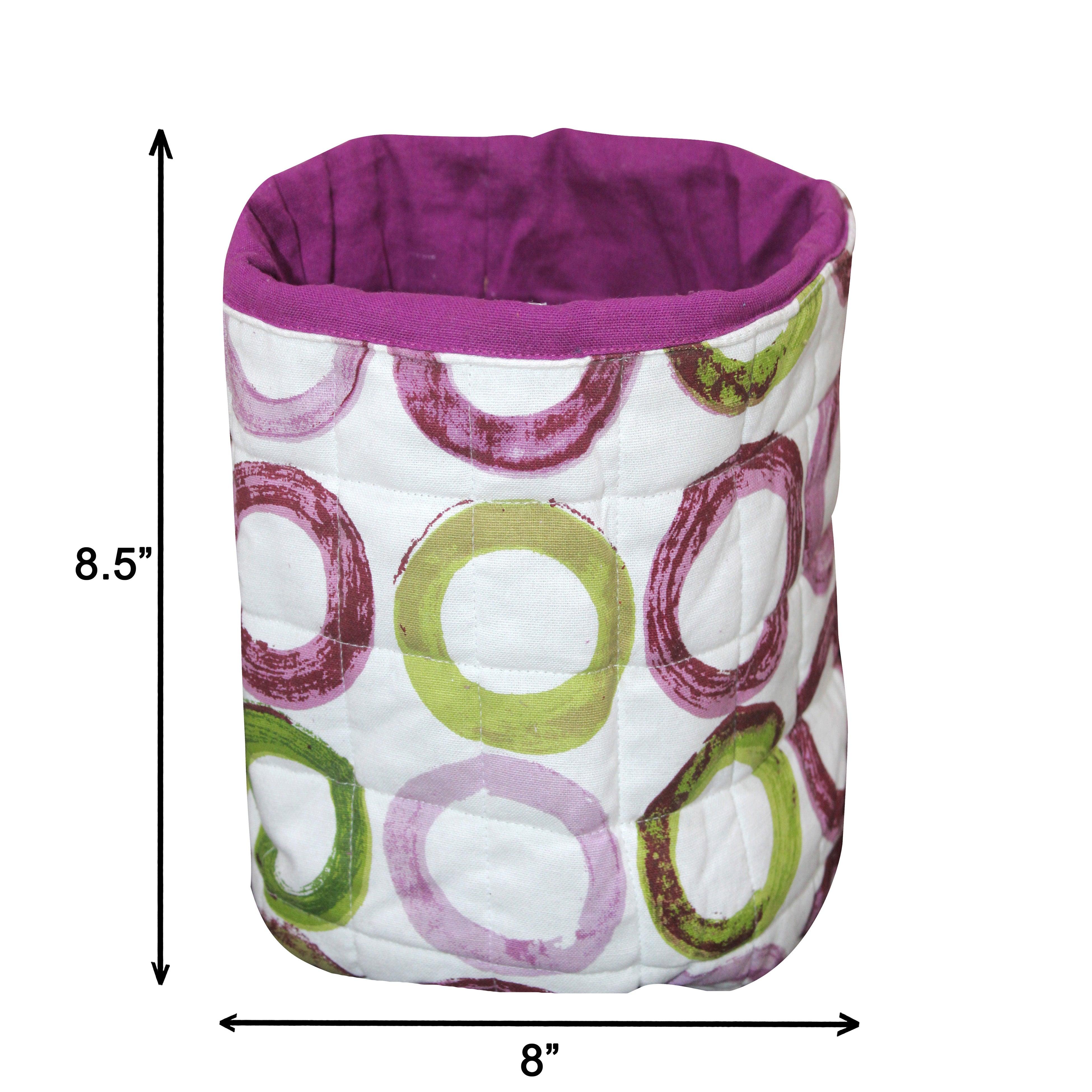Cotton Green and violet Circle Fruit Basket