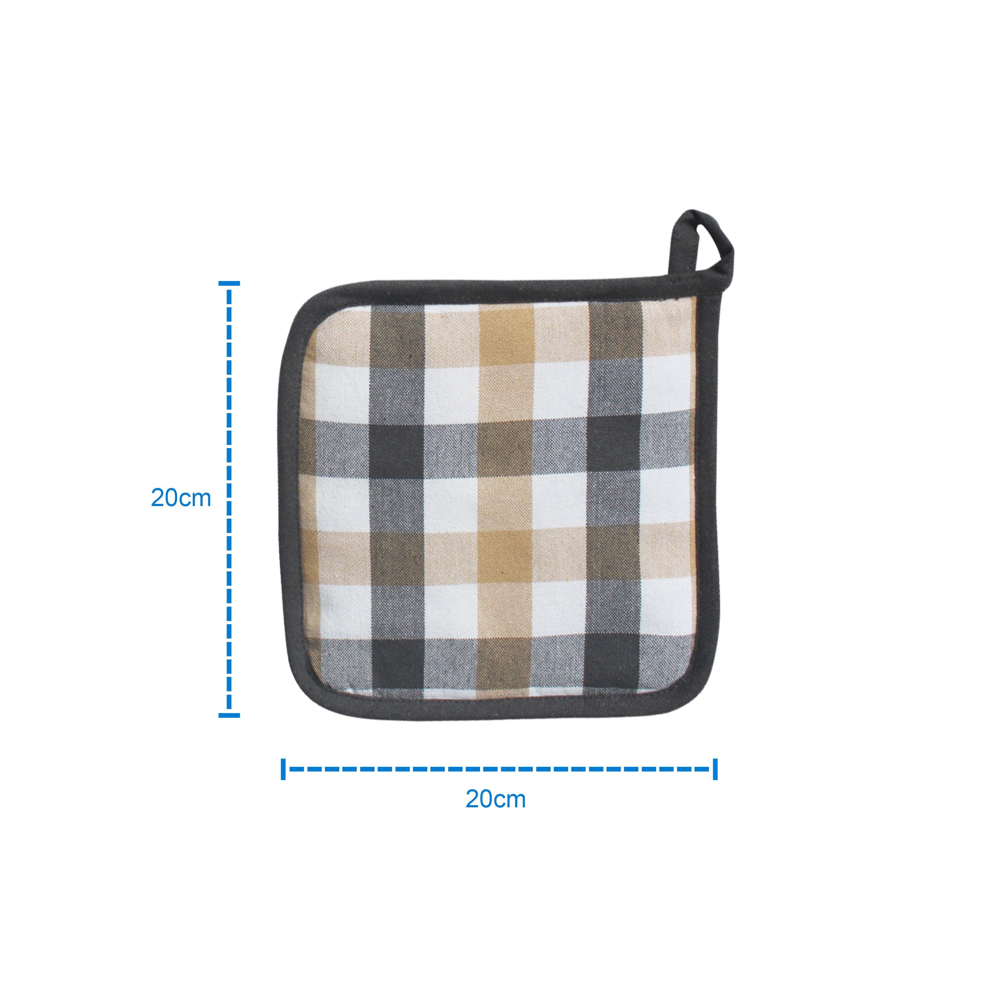 Cotton Lanfranki Grey Check Pot Holders Pack Of 3