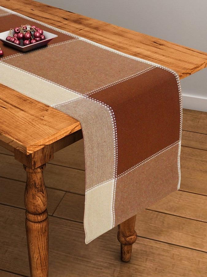 Cotton 4 Way Dobby Brown Table Runner