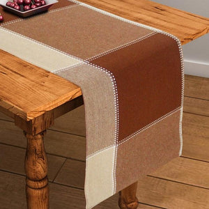 Cotton 4 Way Dobby Brown Table Runner