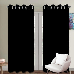 Cotton Solid Black 9ft Long Door Curtains Pack Of 2 freeshipping - Airwill