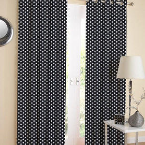 Cotton Black Polka Dot 7ft Door Curtains Pack Of 2 freeshipping - Airwill