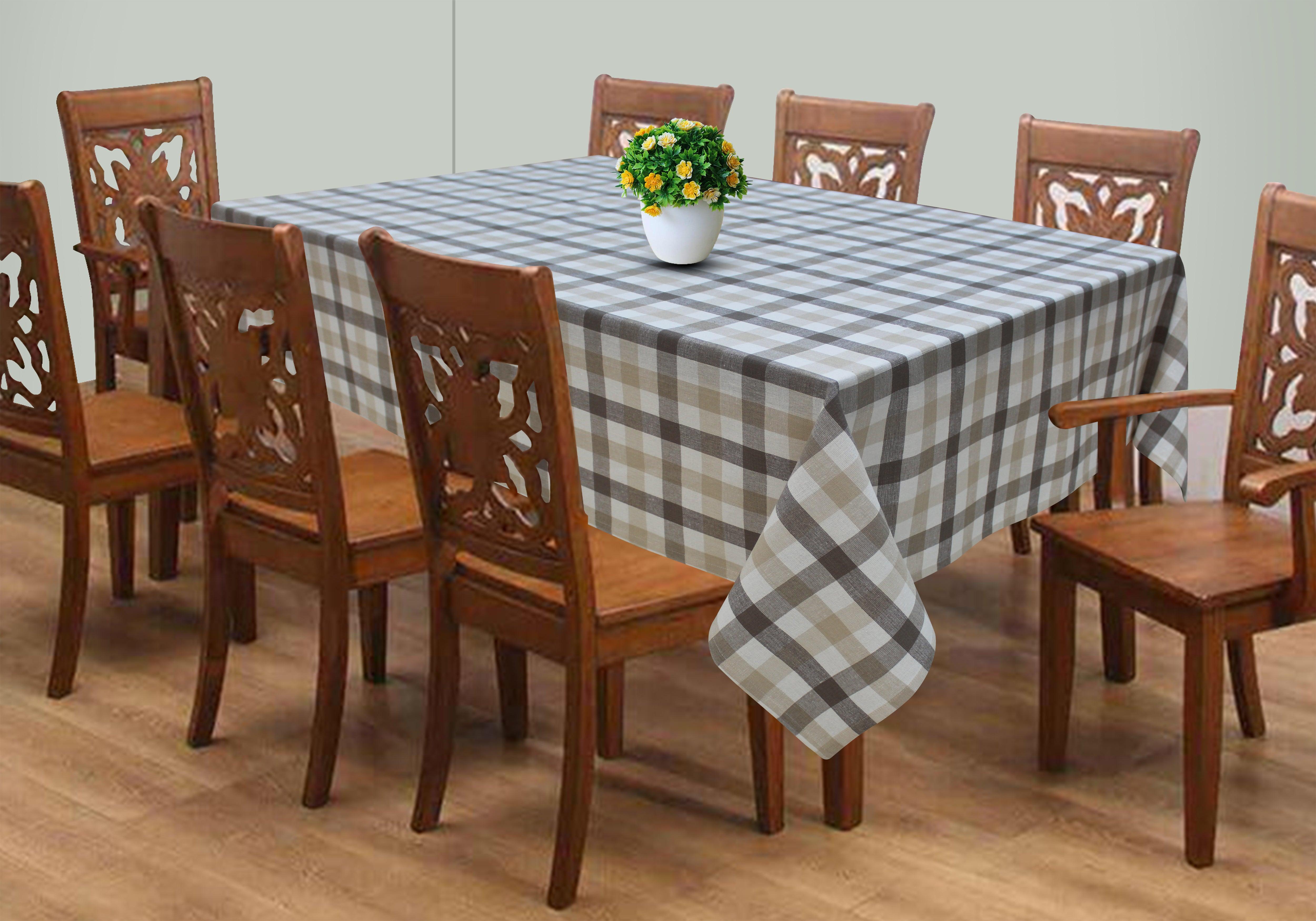 Cotton Lanfranki Grey Check 8 Seater Table Cloths