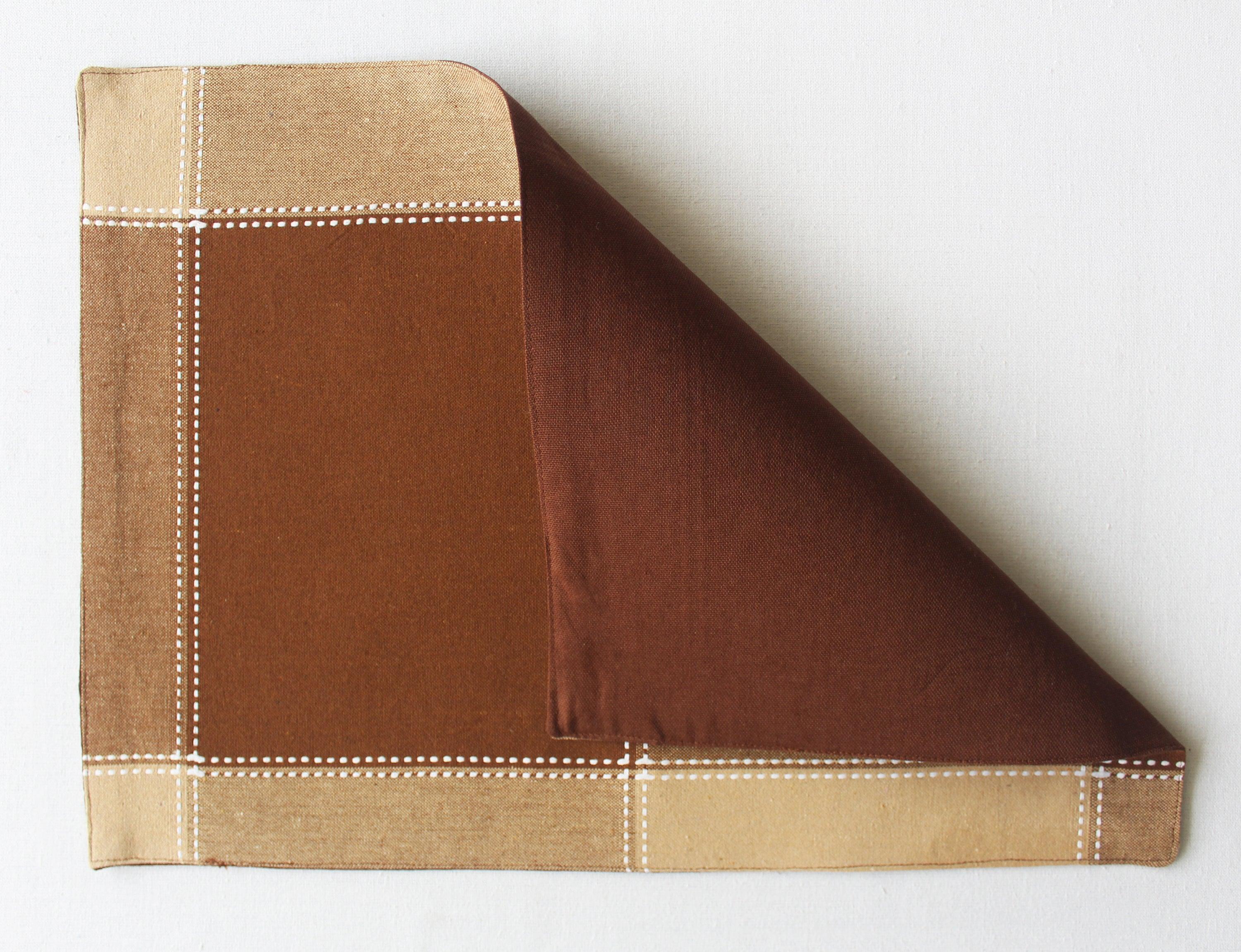 Cotton 4 Way Dobby Brown Table Placemats Pack Of 4