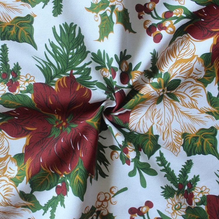 Cotton Maroon Floral with Attached Border 2 Seaters Table Cloths