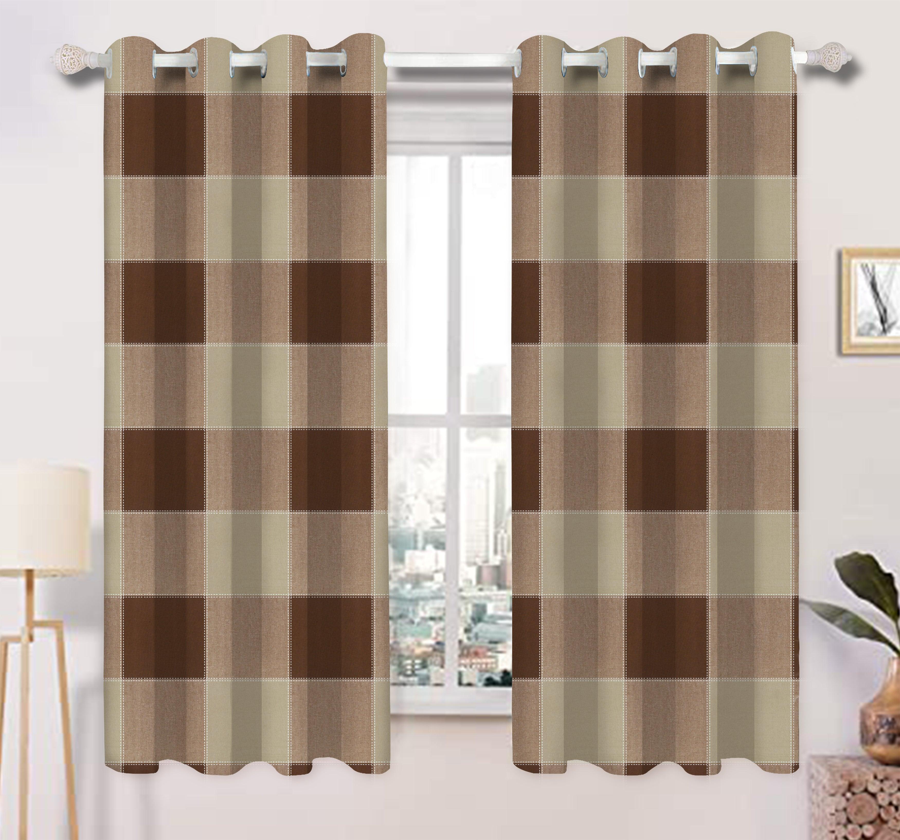 Cotton 4 Way Dobby Brown 5ft Window Curtains Pack Of 2