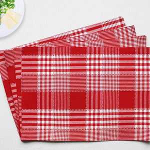 Cotton Track Dobby Red Table Placemats Pack Of 4 freeshipping - Airwill