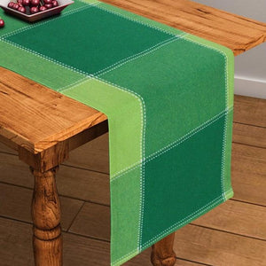 Cotton 4 Way Dobby Green Table Runner