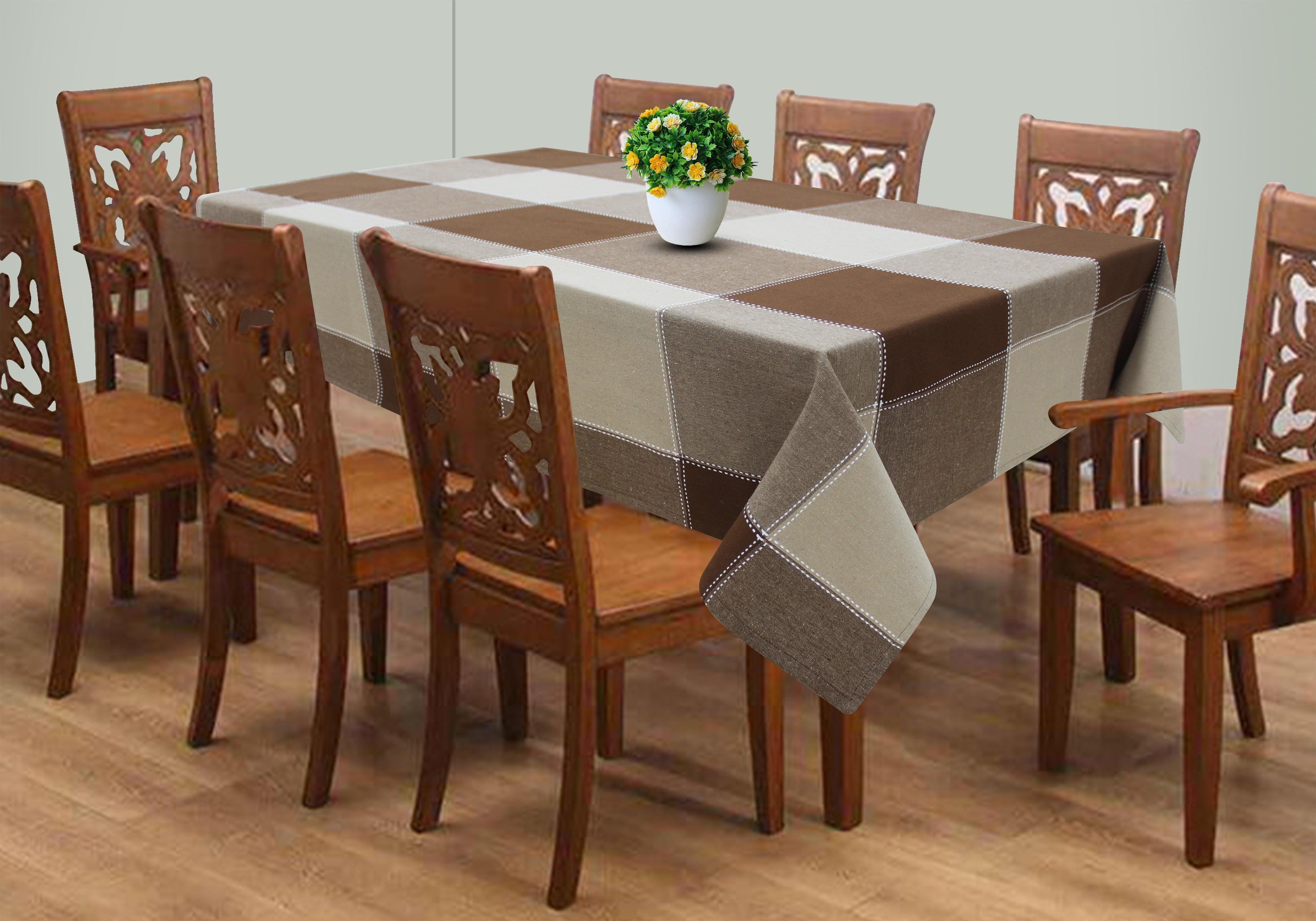 Cotton 4 Way Dobby Brown 8 Seater Table Cloths