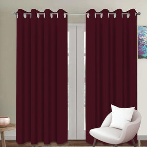 Cotton Solid Maroon 9ft Long Door Curtains Pack Of 2 freeshipping - Airwill
