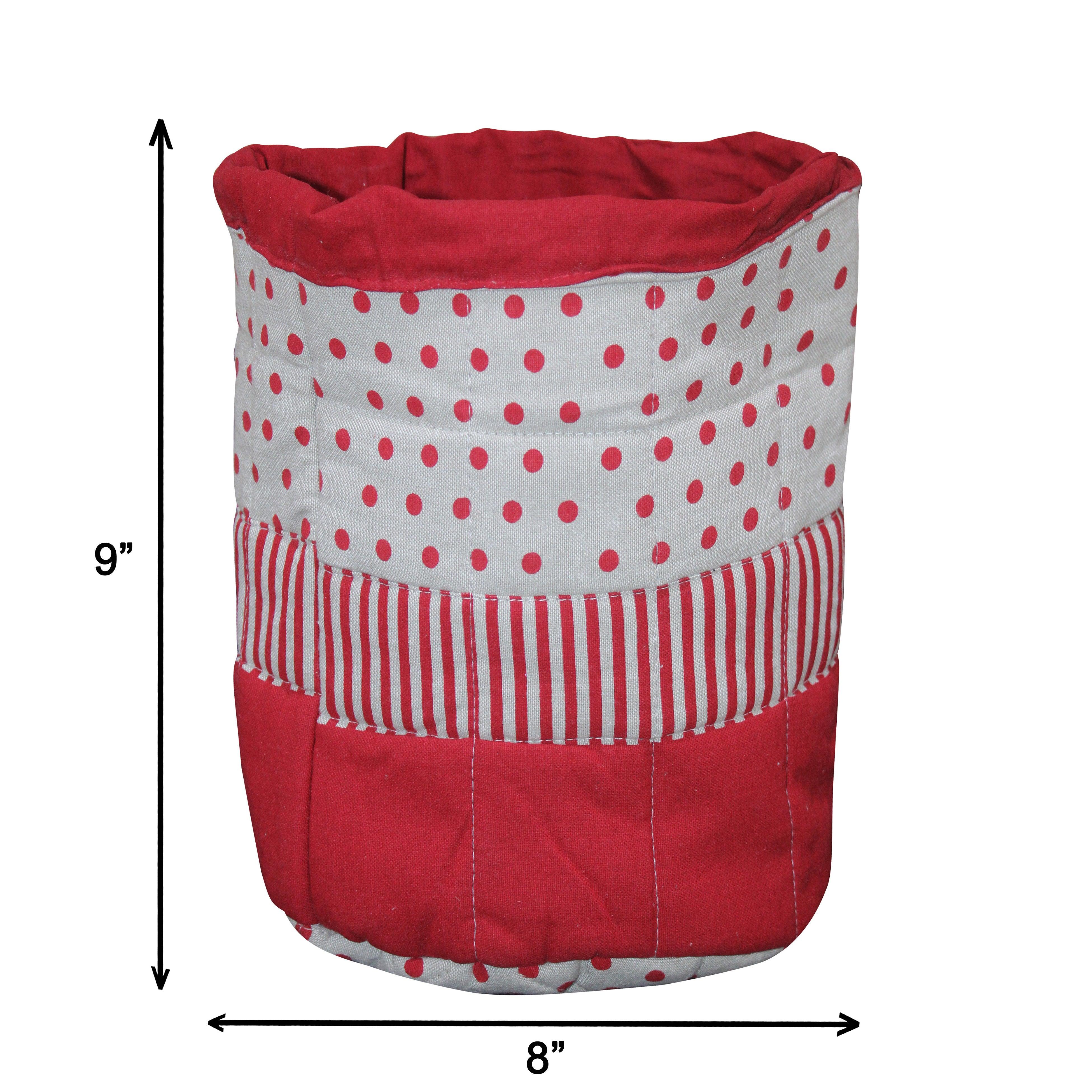 Cotton Stripe and Polka Dot Red Fruit Basket