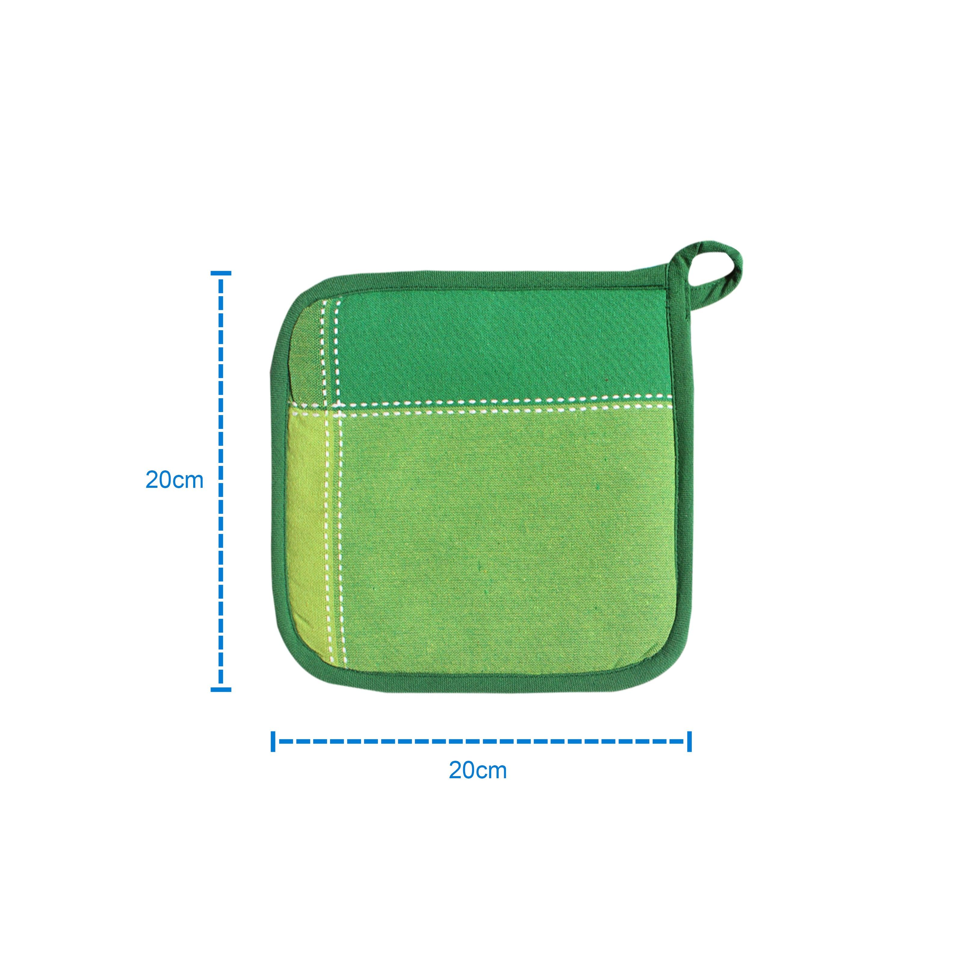 Cotton 4 Way Dobby Green Pot Holders Pack Of 3