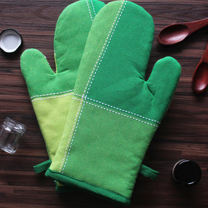 Cotton 4 Way Dobby Green Oven Gloves Pack Of 2 freeshipping - Airwill