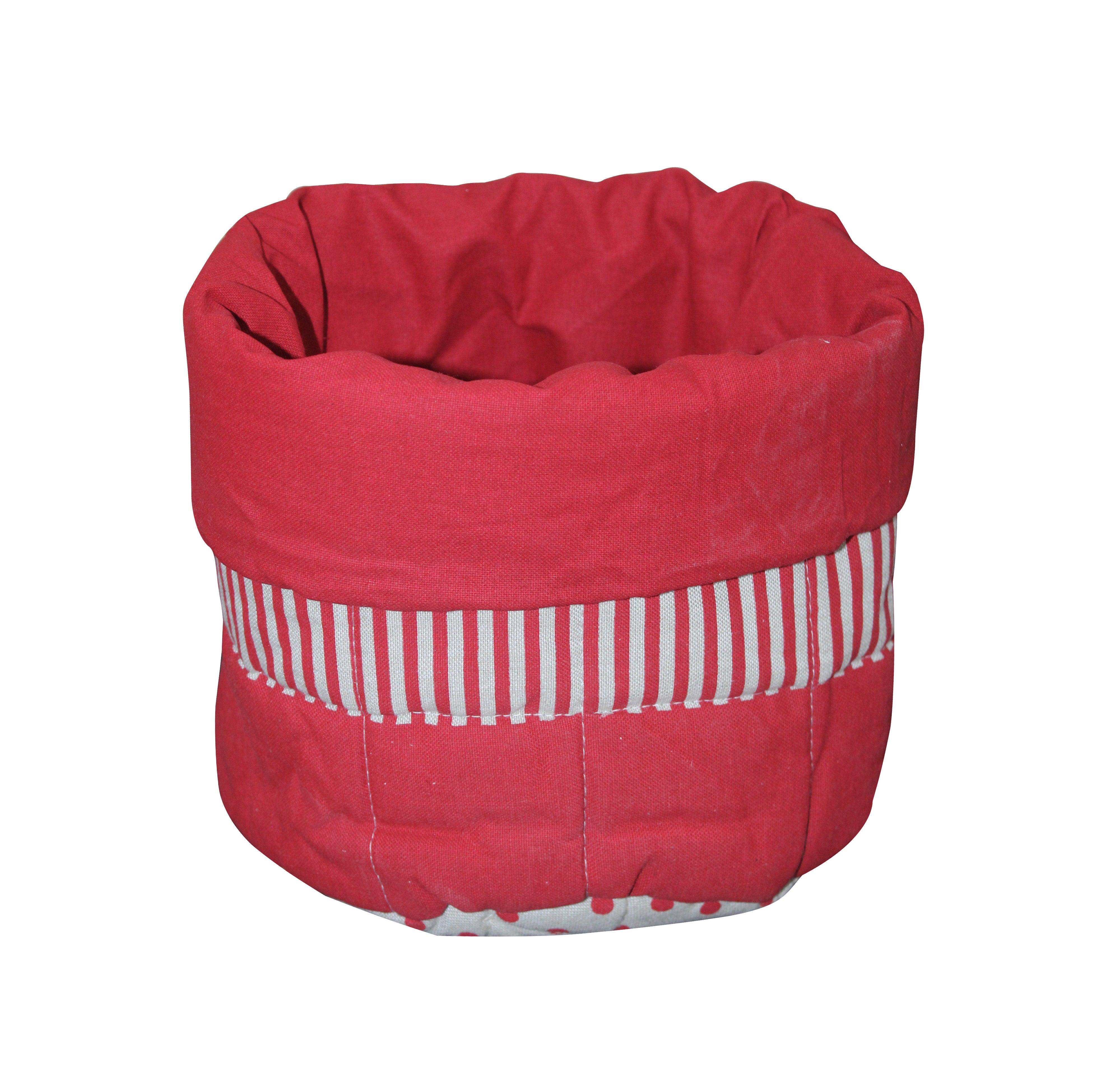 Cotton Stripe and Polka Dot Red Fruit Basket