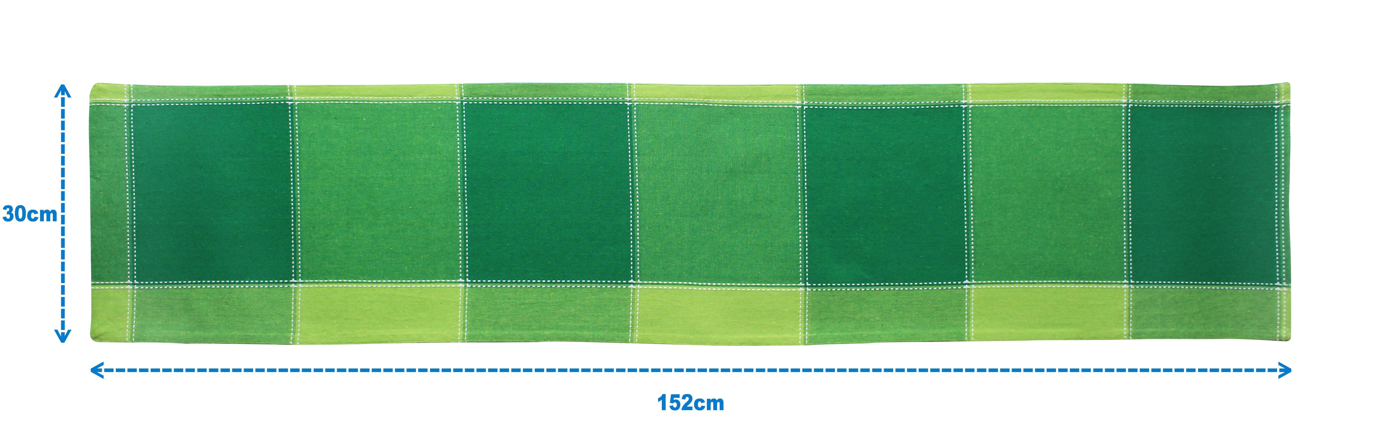 Cotton 4 Way Dobby Green Table Runner
