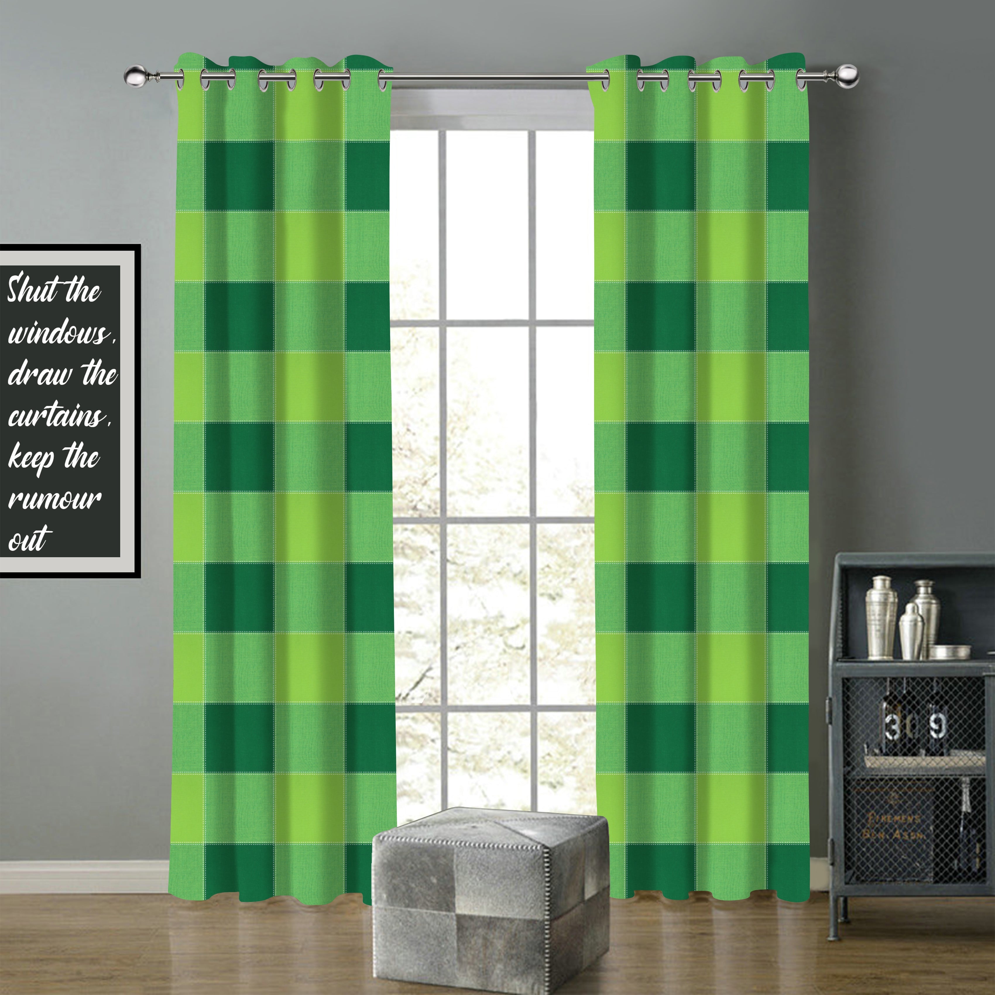 Cotton 4 Way Dobby Green 5ft Window Curtains Pack Of 2