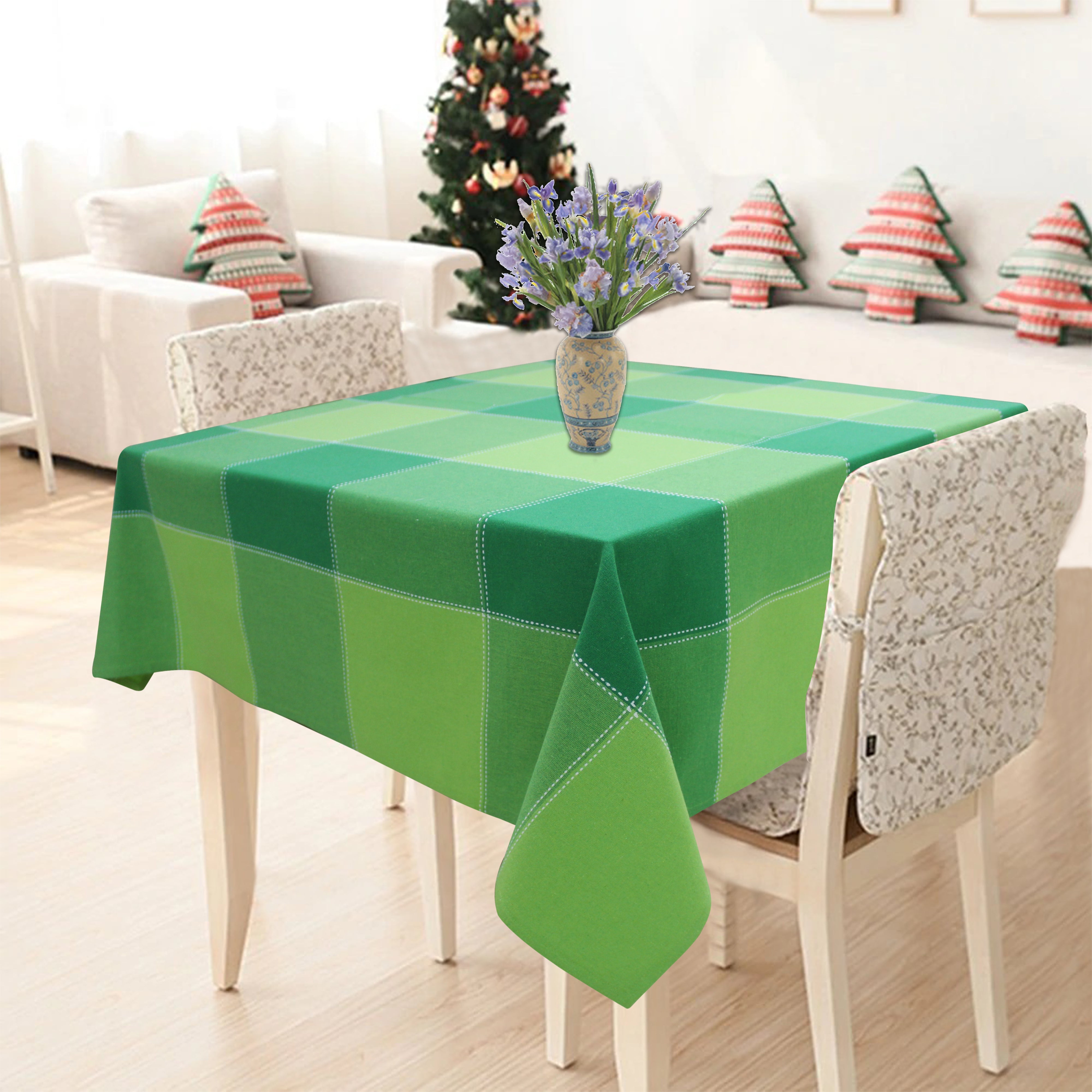 Cotton 4 Way Dobby Green 8 Seater Table Cloths