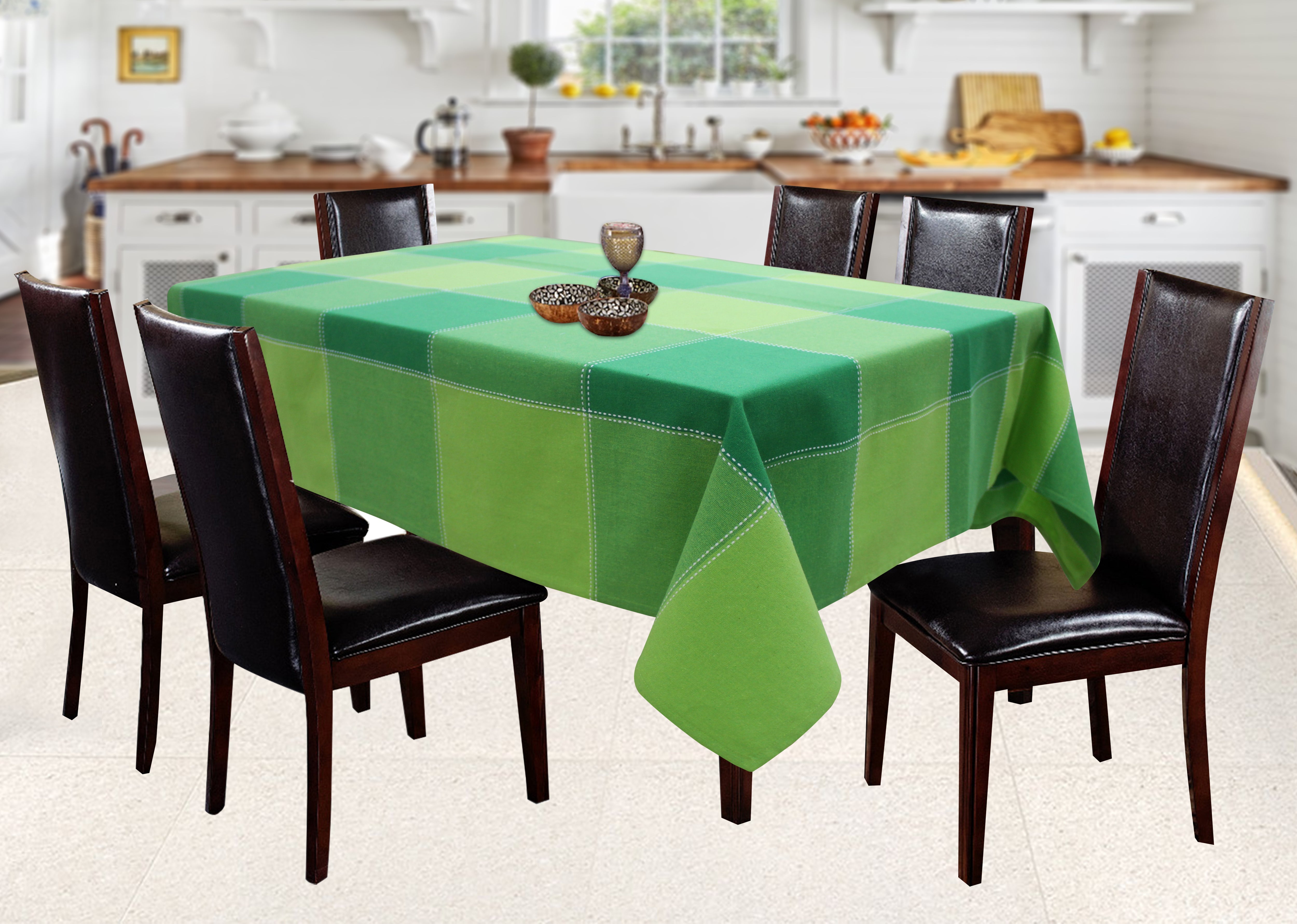 Cotton 4 Way Dobby Green 8 Seater Table Cloths